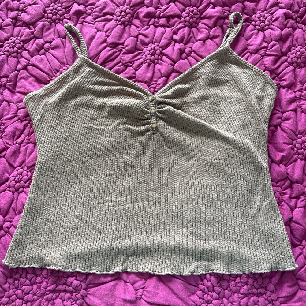 Women's Brown Ribbed Top